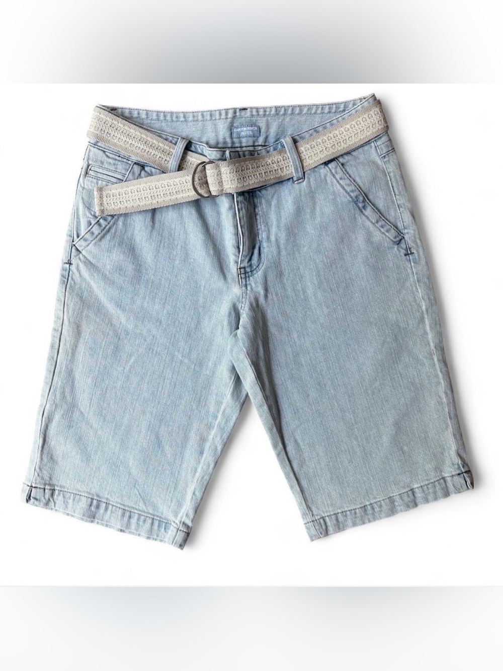Canyon River Blues Light Blue Denim Jorts with Belt Size 6